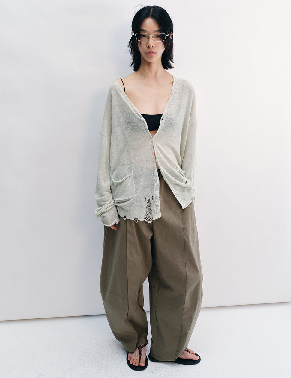 Olive Barrel Parachute Pants