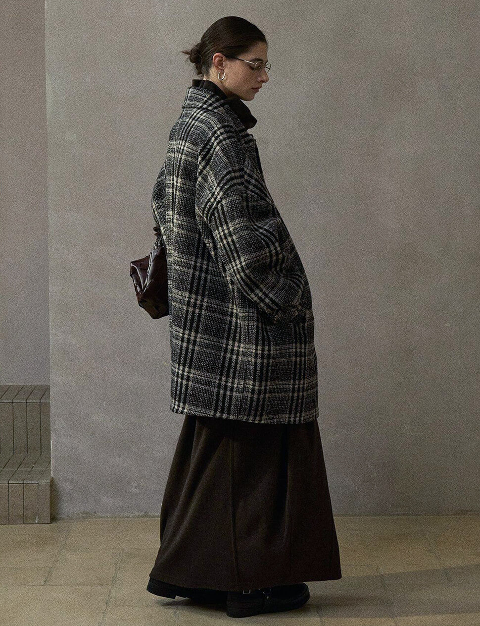 Oversized Plaid Wool Coat-PREORDER