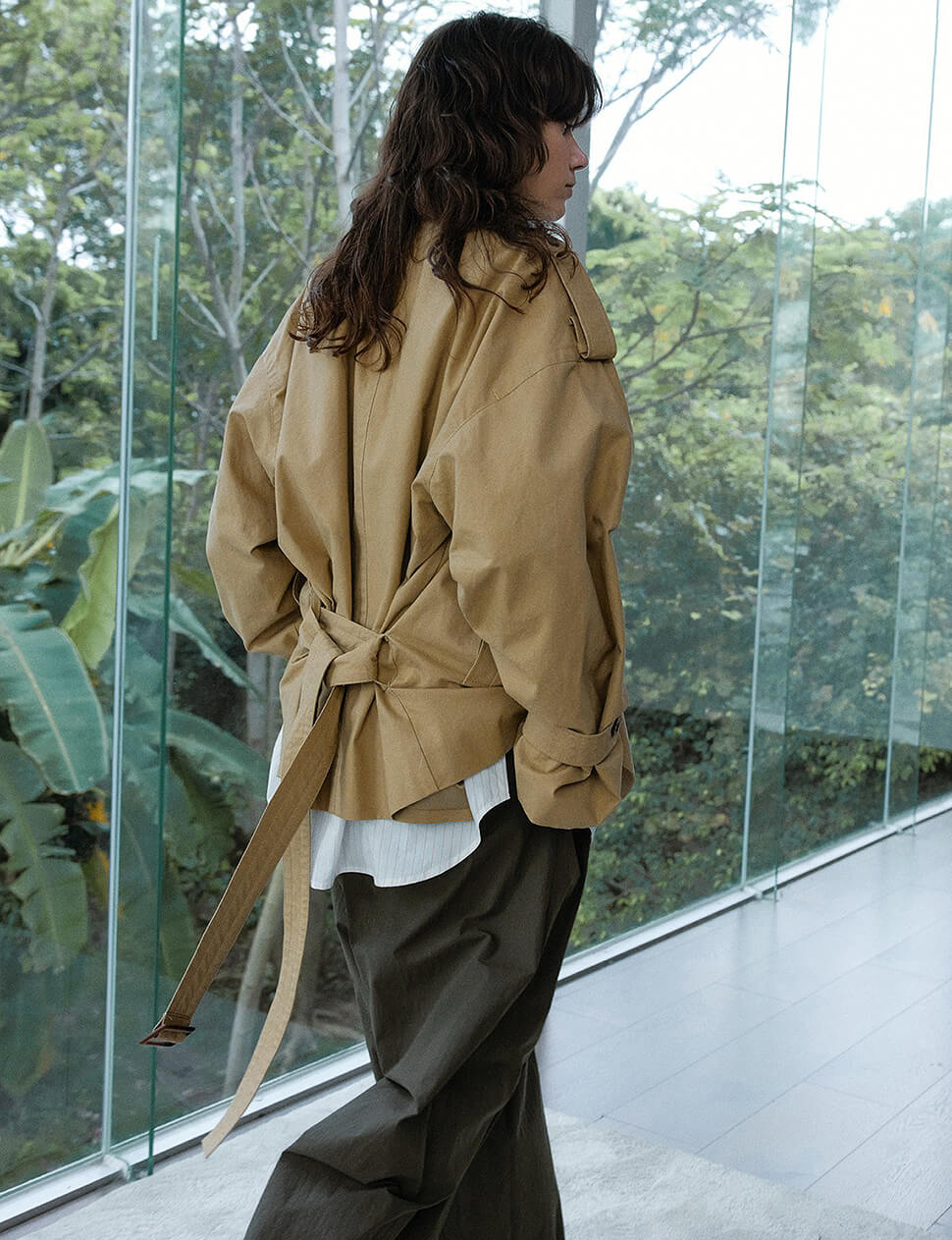 Tan Oversized Crop Trench