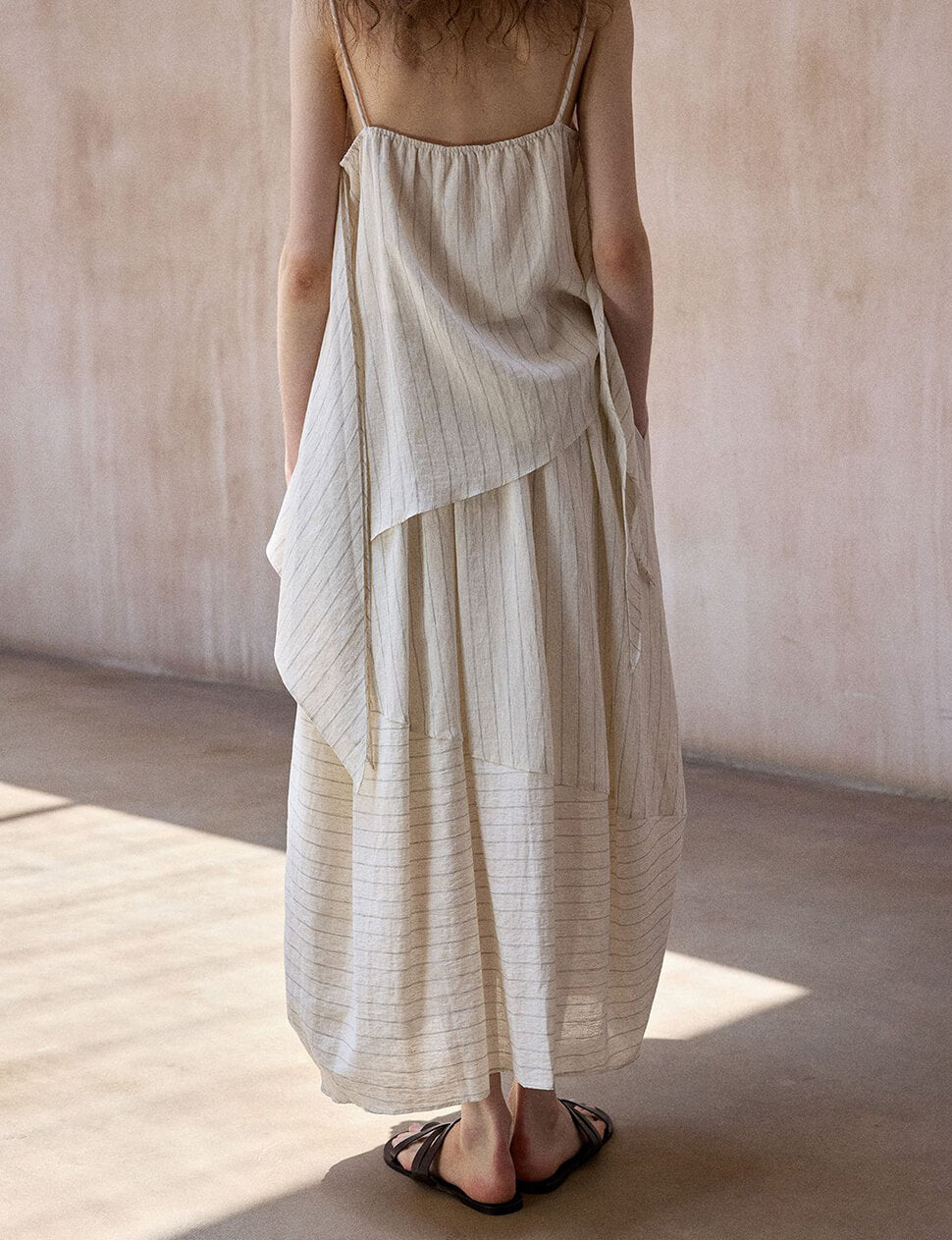 Cream Layered Scarf Stripe Top