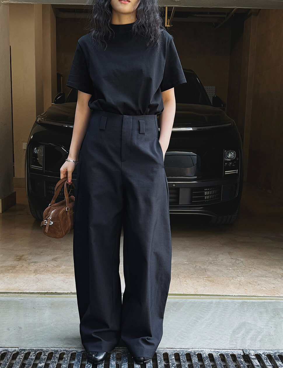 Black Barrel Leg Pants