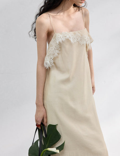 Beige Lace Dress XS