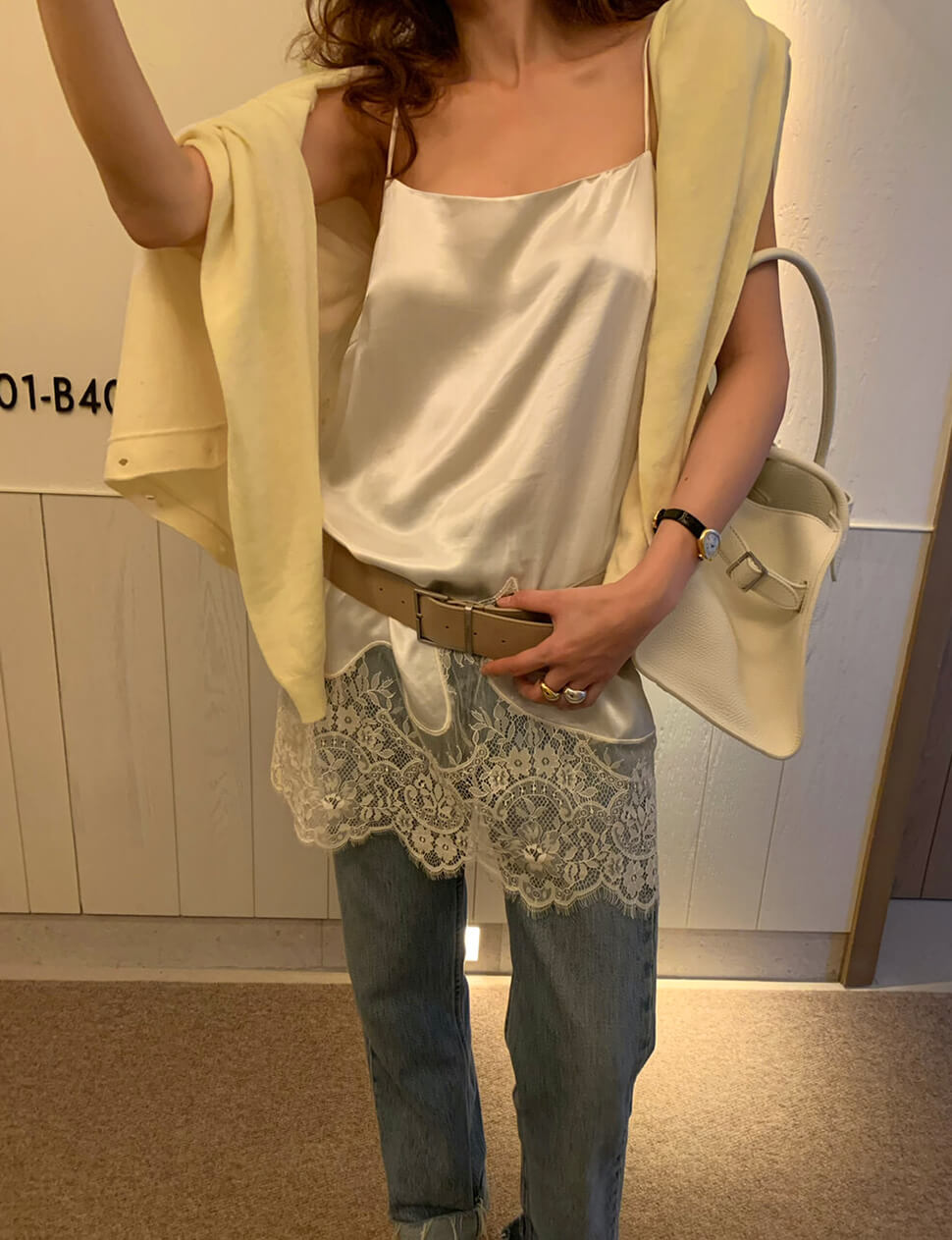 Lace Hem Satin Tank -PREORDER