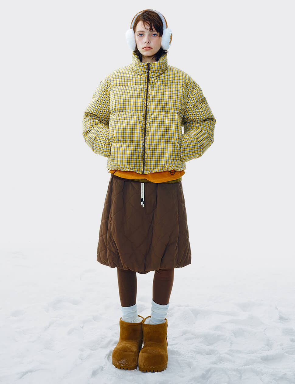 Mustard Plaid Puffy Jacket-PREORDER