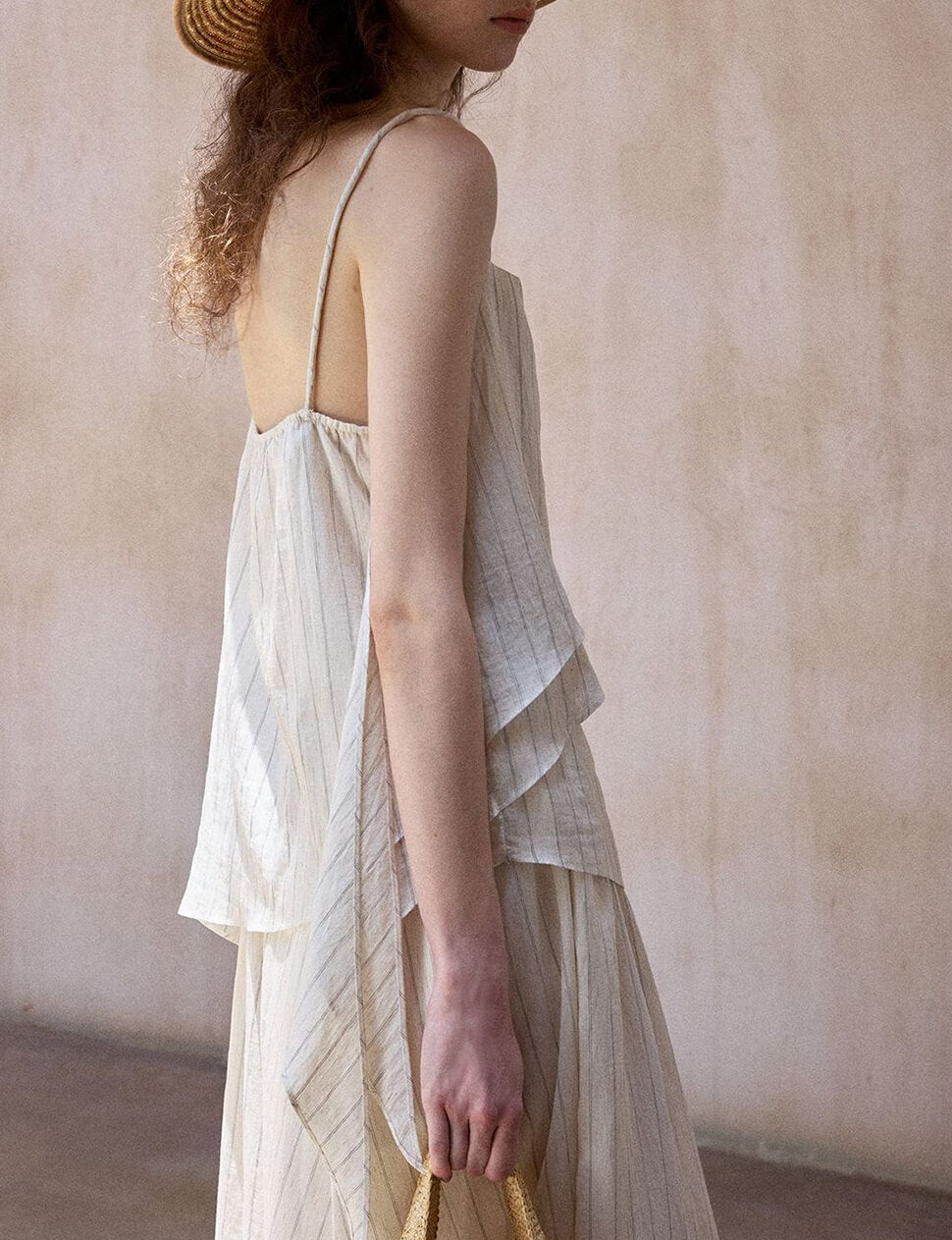 Cream Layered Scarf Stripe Top