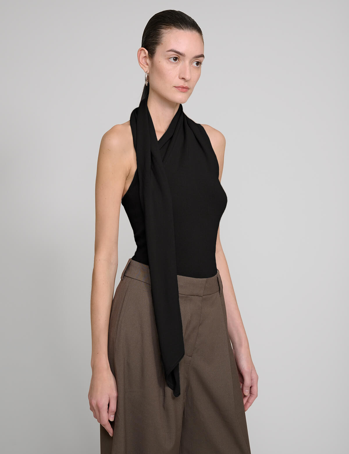 Neck Tie Knit Top