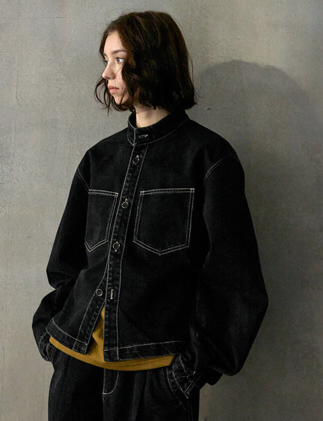 【BOK PLACE】Non-dyeing color stitch denim jacket Denim Contrast Stitch Jacket