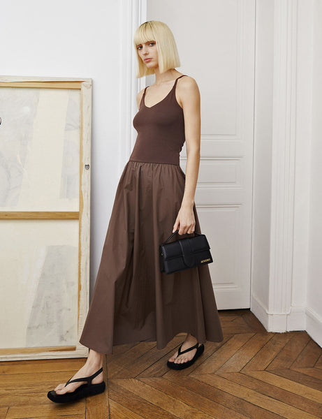 brown combo dress Bea Combination Maxi Dress in Brown S