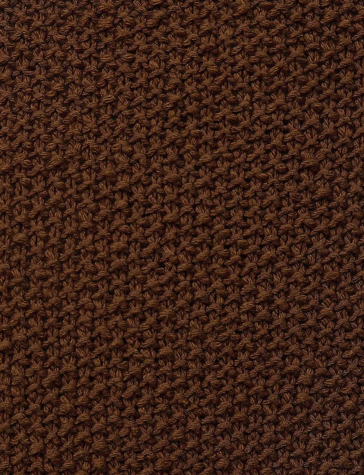 Brown Crochet-Knit Slit Skirt