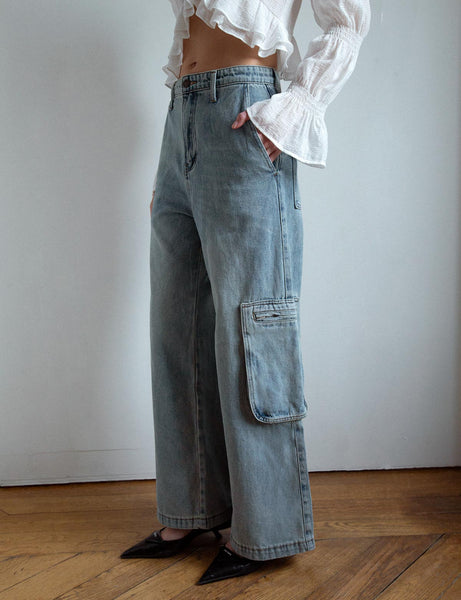 パンツ no mass prod 03GLM flared denim cargo rockstar-flare-cargo-denim-