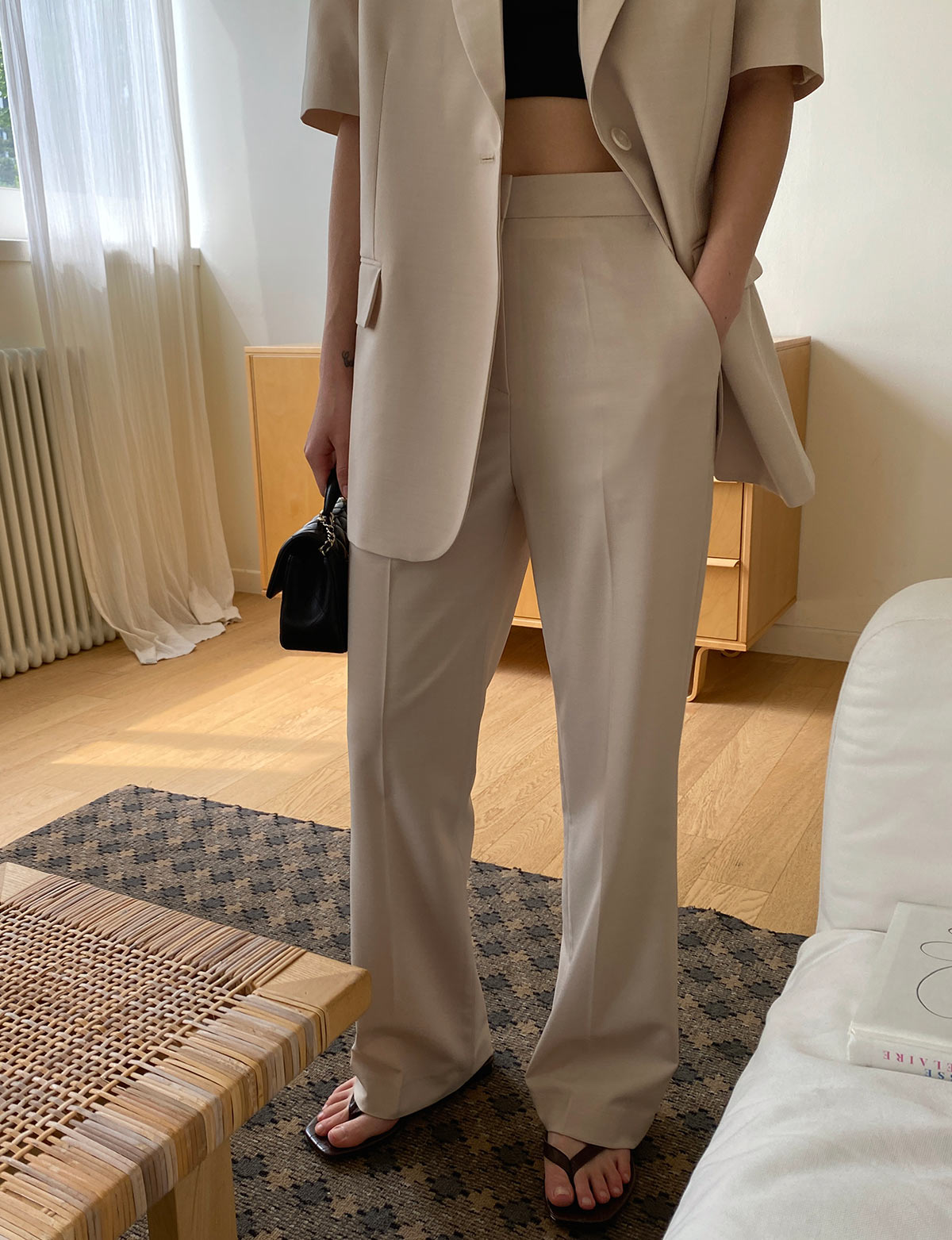 Tan Straight Suit Trousers