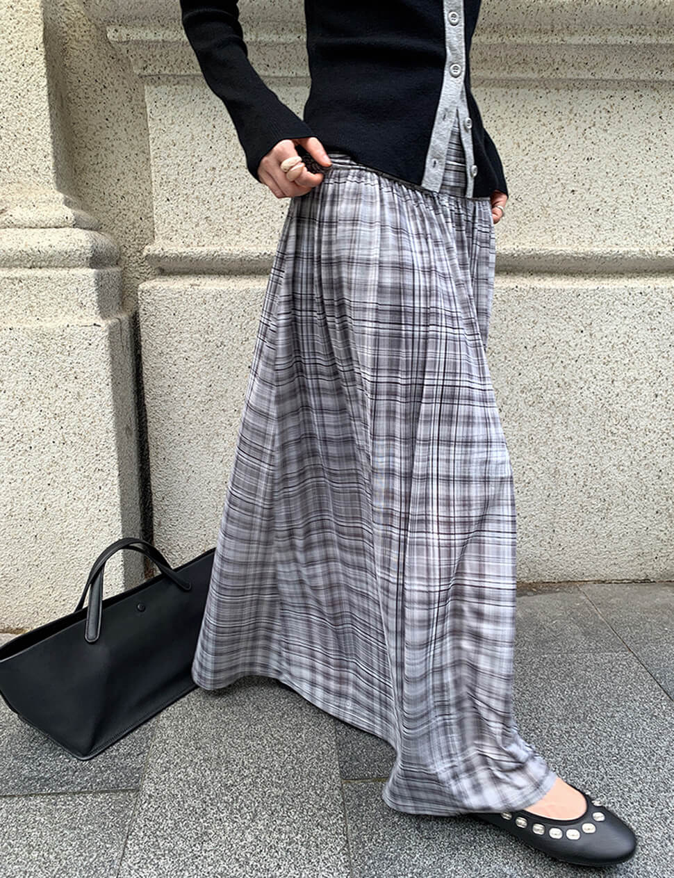 Grey Plaid Skirt -PREORDER