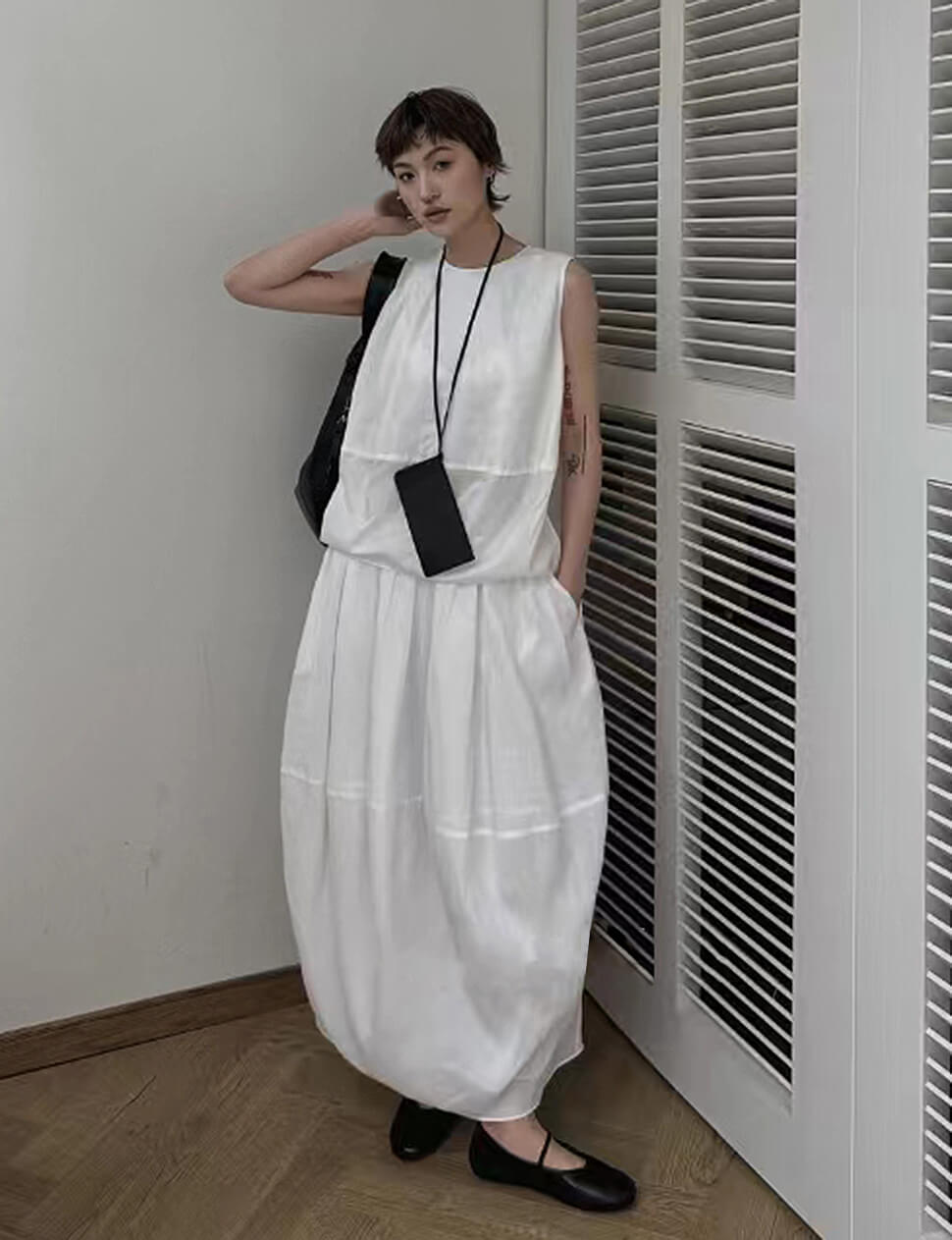 White Parachute Skirt -PREORDER
