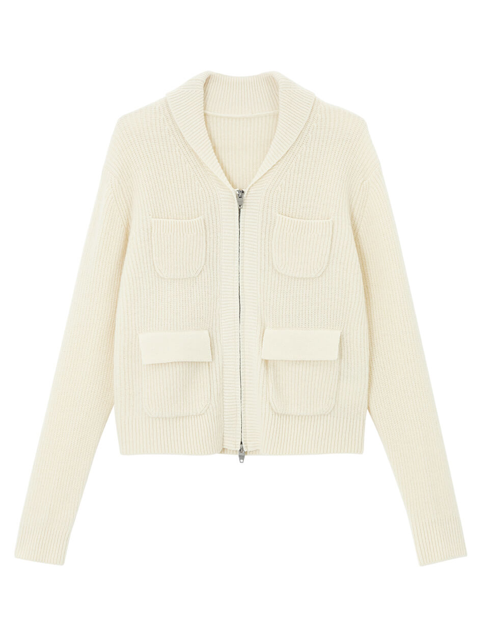 Ivory Pocket Zip Cardigan-PREORDER