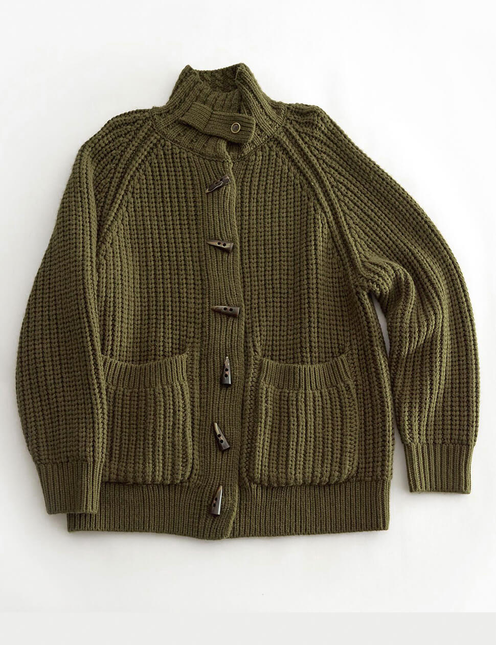 Olive Horn-Hook Chunky Cardigan -PREORDER