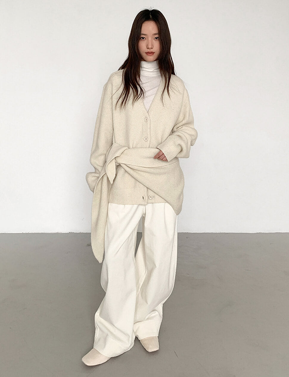 Ivory Scarf Knit Cardigan-PREORDER