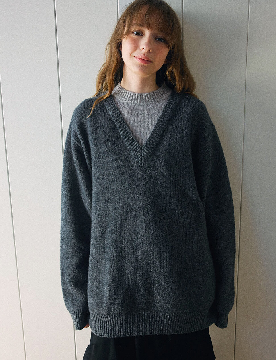 Grey Two-Tone Wool Sweater-PREORDER