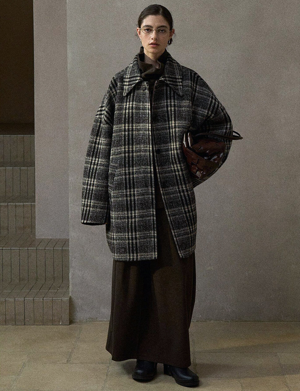 Oversized Plaid Wool Coat-PREORDER