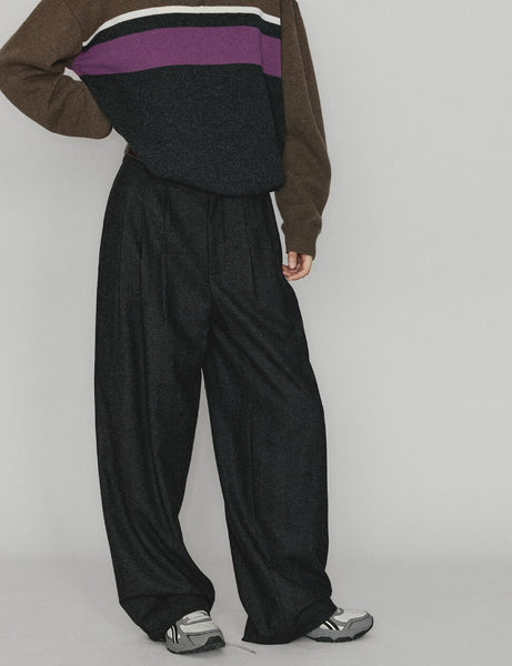 Dark Grey Wool-Blend Pants