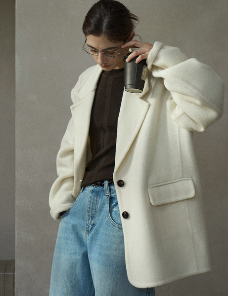 Ivory Oversized Wool Blazer