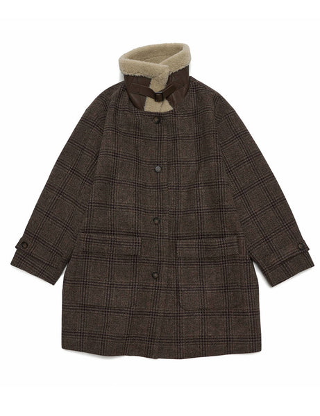 Brown Plaid Fur Collar Coat