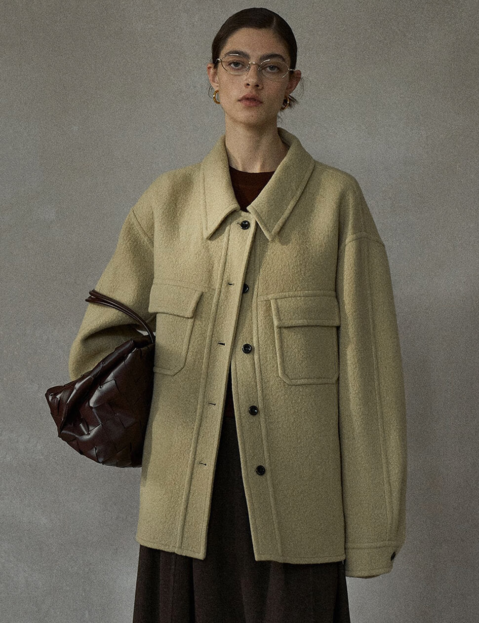 Tan Wool Shirt Jacket -PREORDER