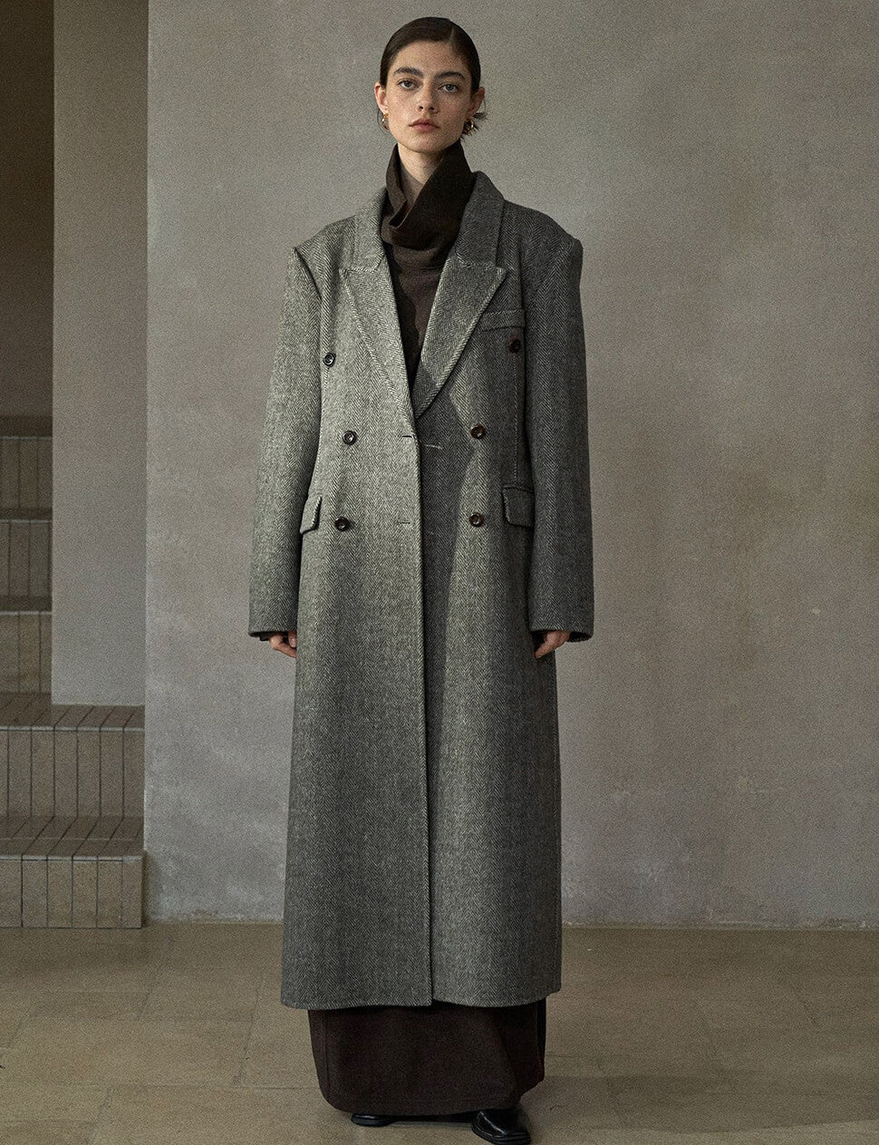 Herringbone Long Coat-PREORDER