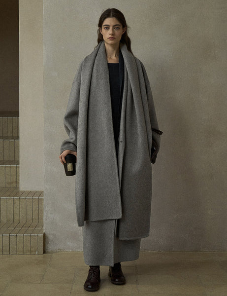 Grey Oversized Wool Coat