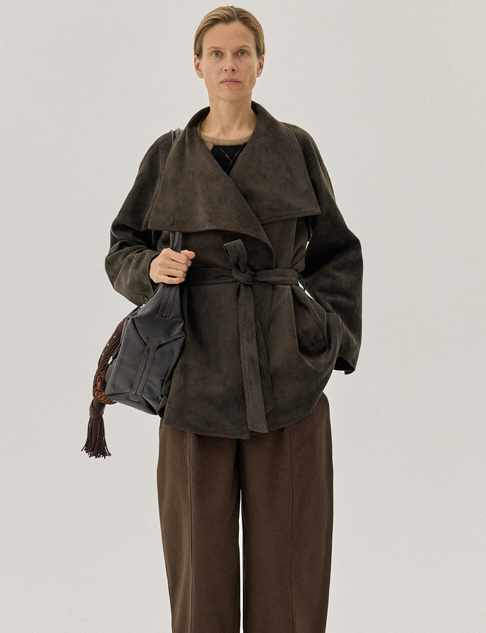 Brown Suede Belted Jacket-PREORDER
