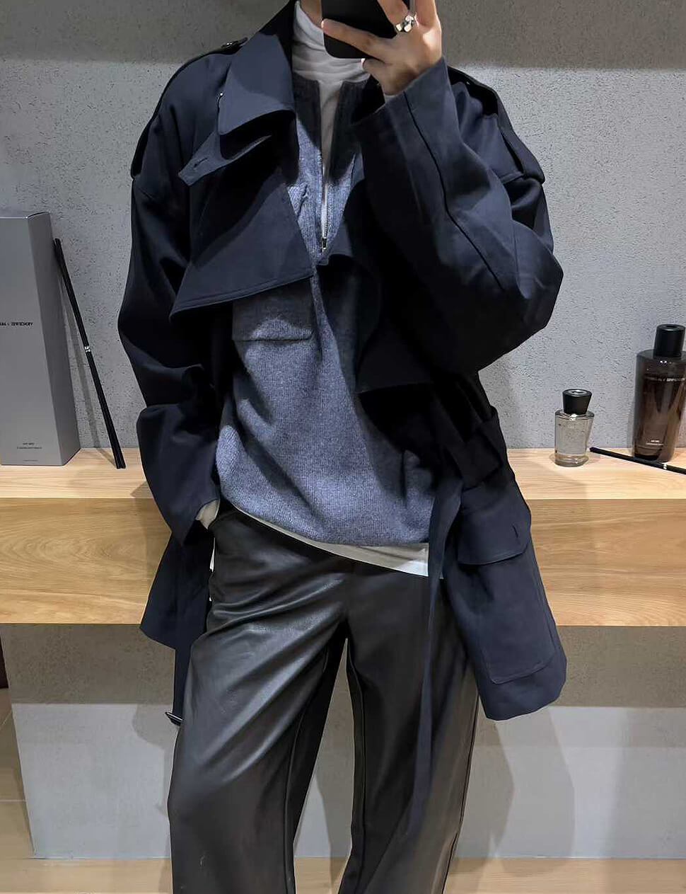Navy Pocket Trench Jacket-PREORDER