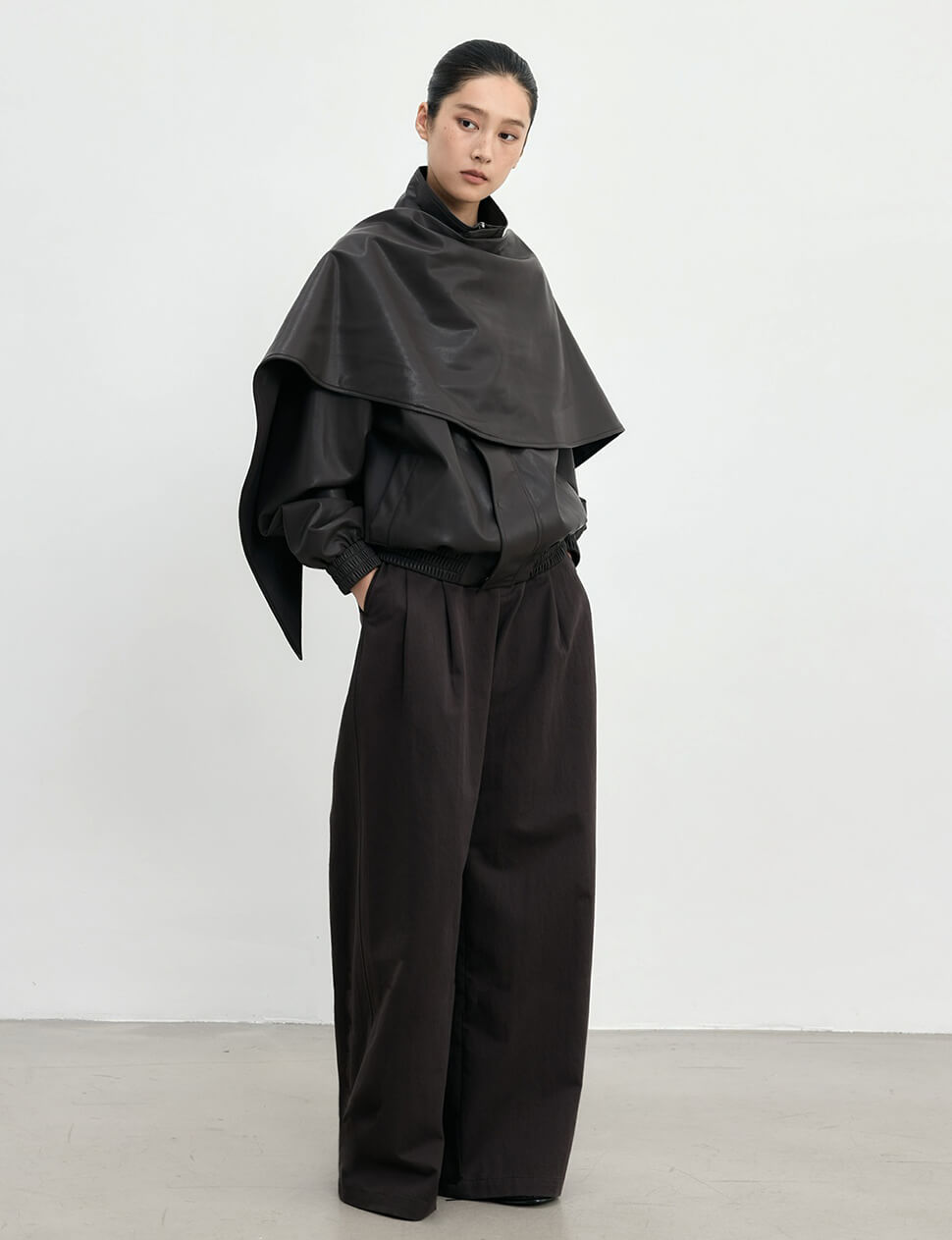 Leather Scarf Bomber jacket -PREPORDER