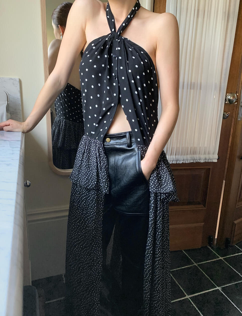 Polka-Dot Layered Long Top-PREORDER