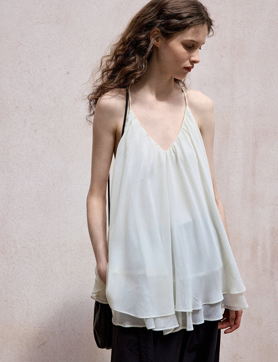 White Chiffon Trapeze Tank-PREORDER