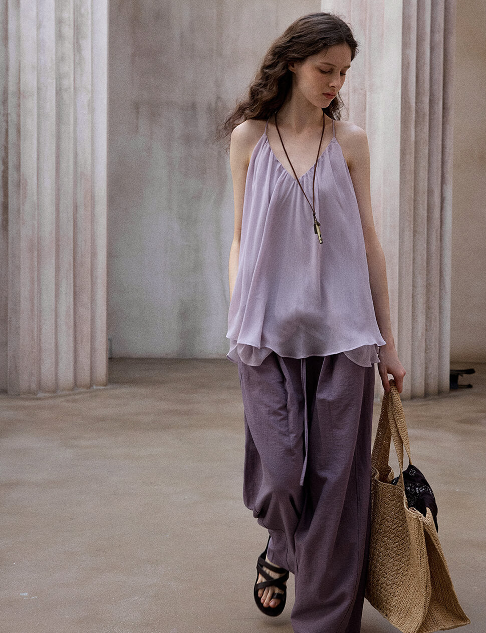 Amethyst Chiffon Trapeze Tank-PREORDER