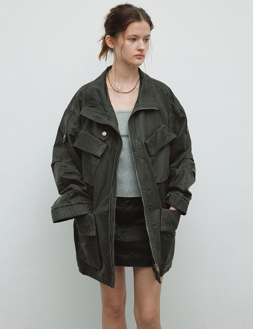 Olive Utility Oversized Jacket -PREORDER