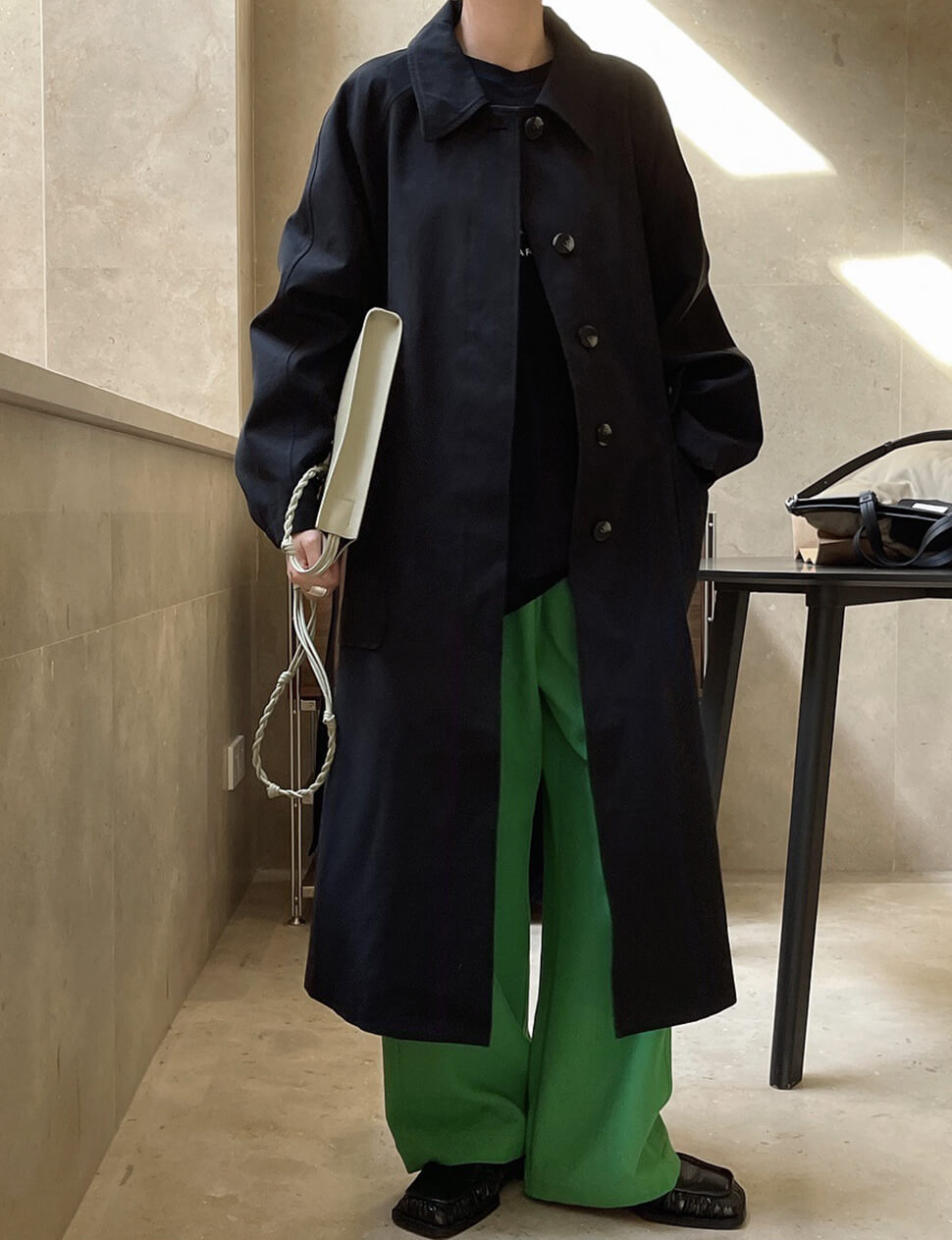 Black Twill Oversized Trench -PREORDER