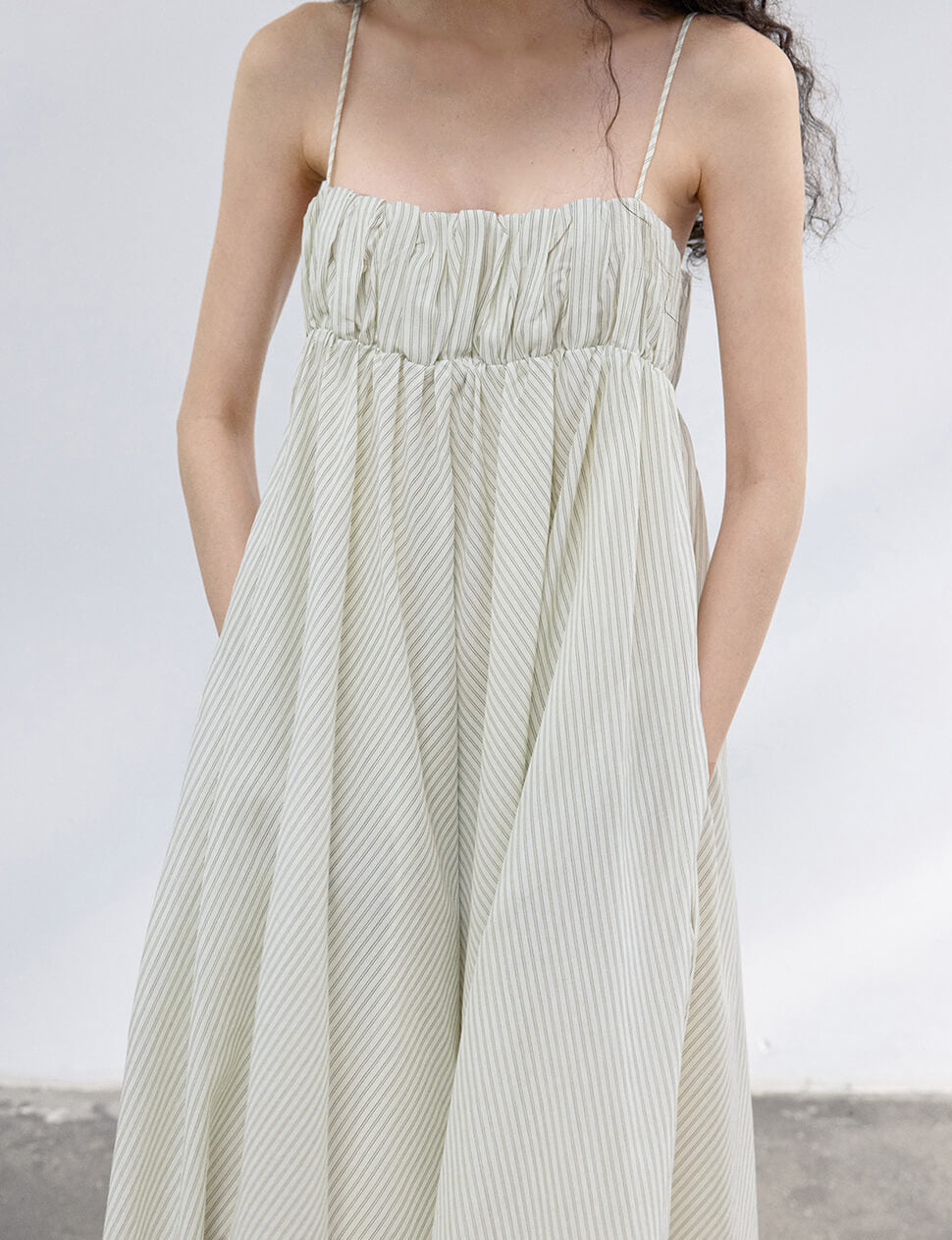 Cream Striped Empire Dress S Cream Striped Empire Dress S