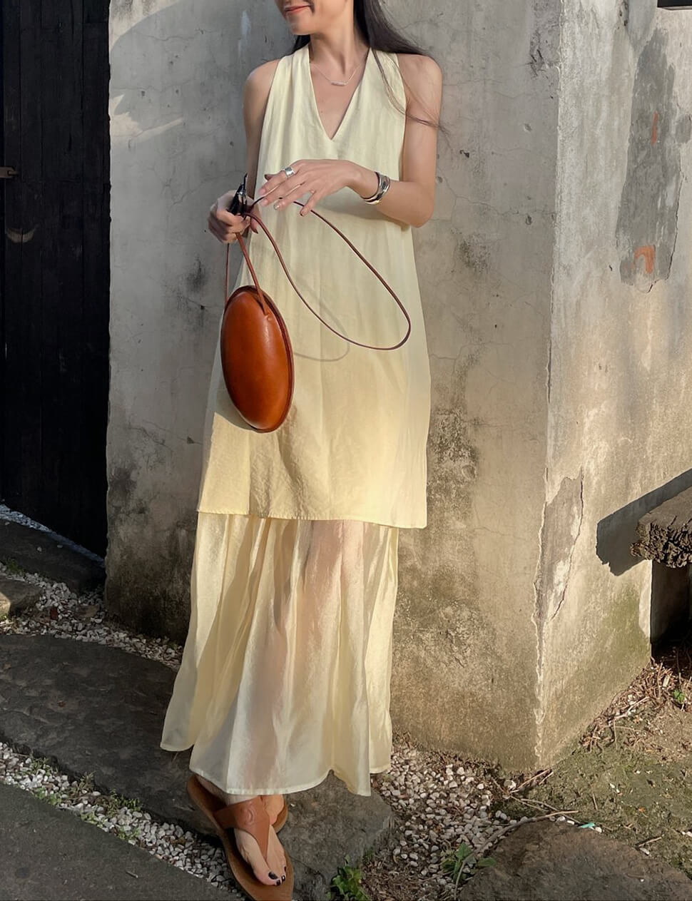 Dakota Layered Dress in Pale Yellow -PREORDER