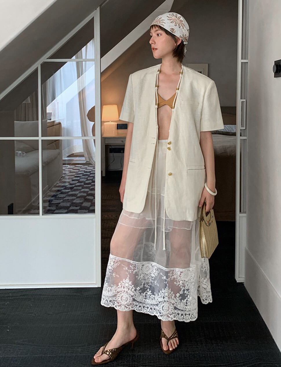 Sheer Lace Midi-Skirt-PREORDER