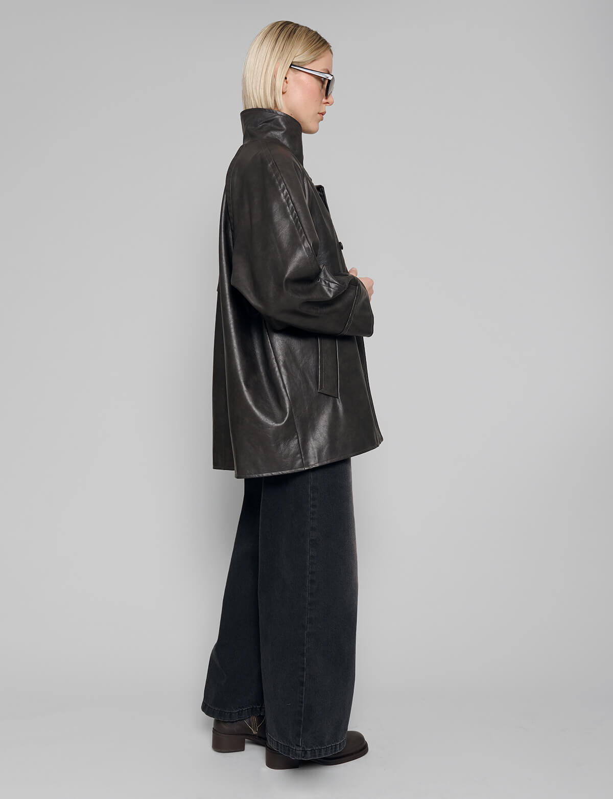 Coffee shop faux leather jacket 2025
