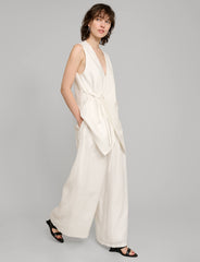 パンツ Mm Studio White Linen Garibo Wide-Leg Pant White Linen Wide Leg Pants