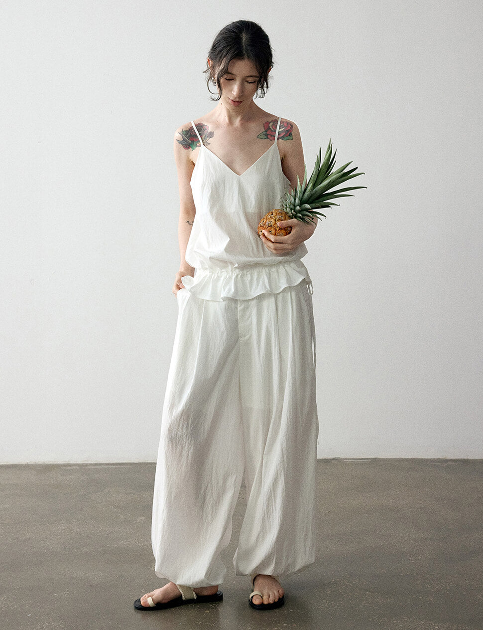 Ella White Parachute Pants-PREORDER