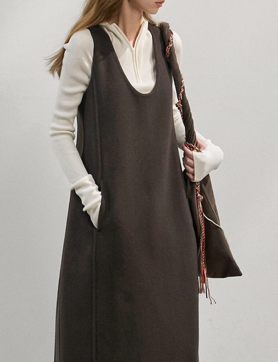 Brown Wool Dress M