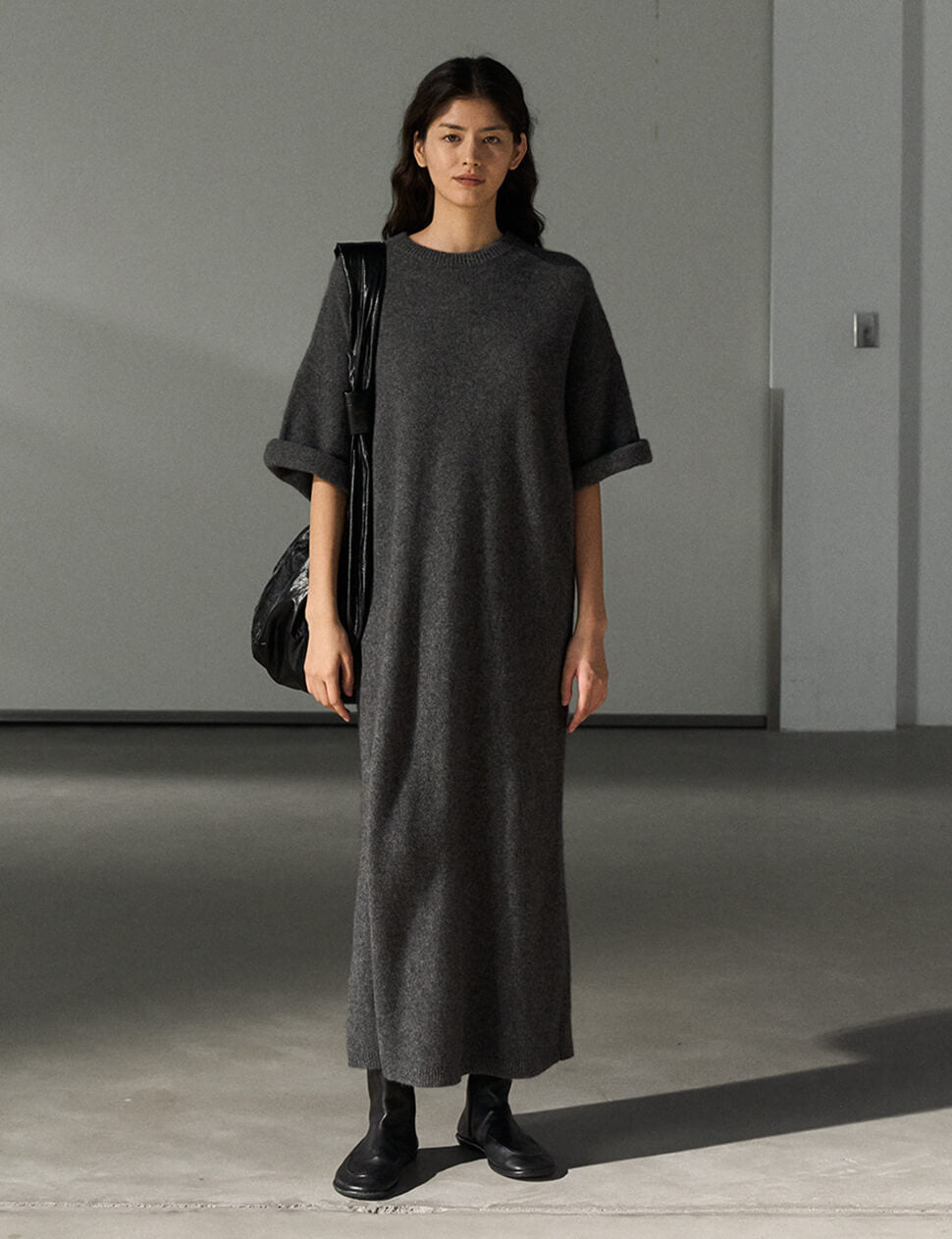 Knit Wool Maxi T shirt Dress
