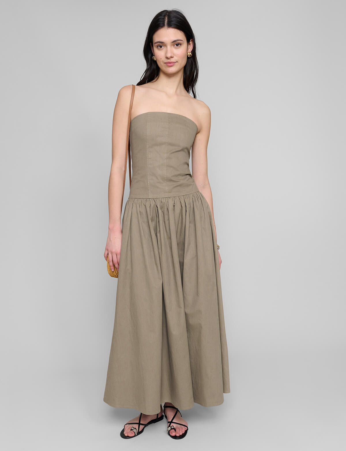 Khaki Strapless Dress-BESTSELLER