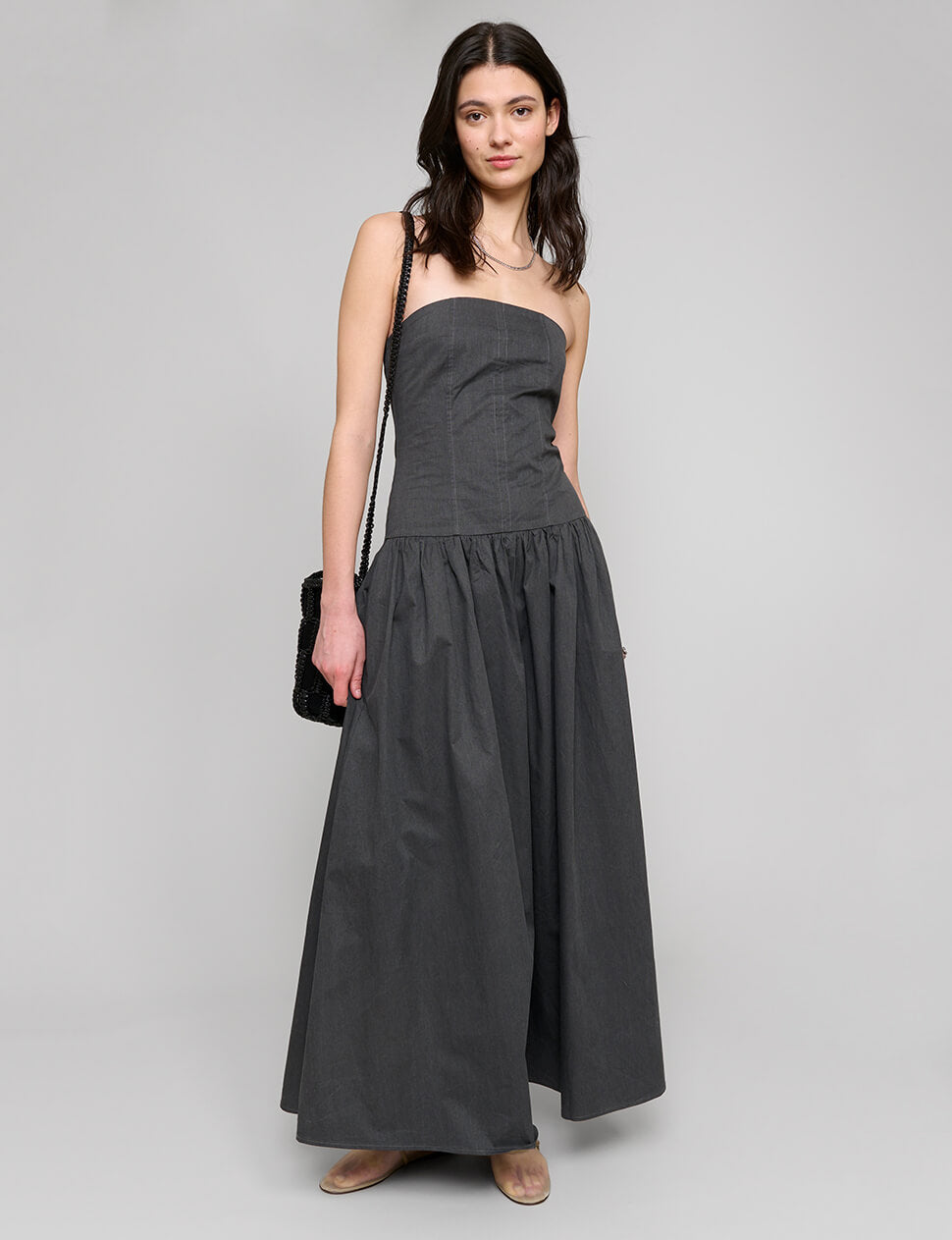 Charcoal Strapless Dress