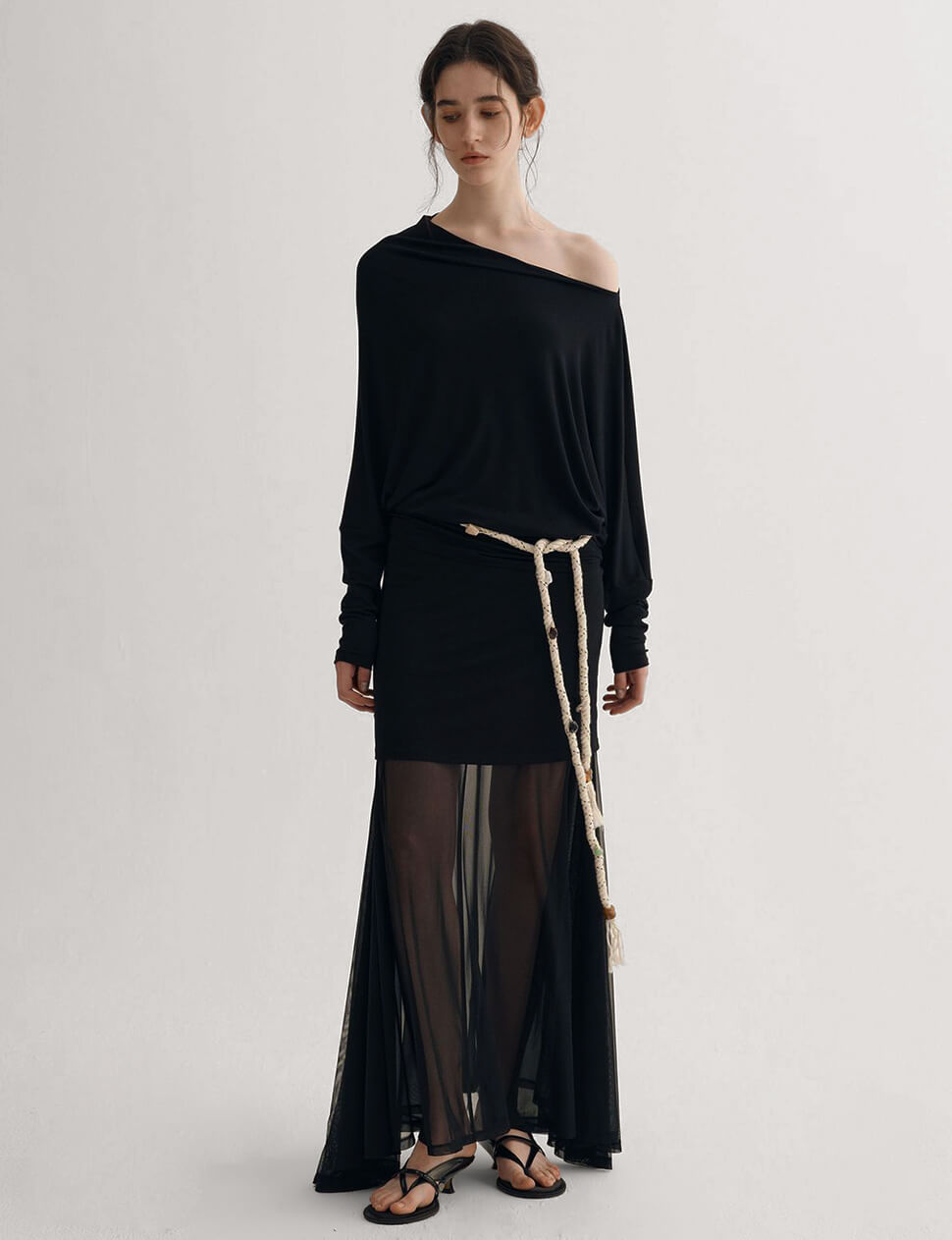 Black Semi Sheer Tube Skirt