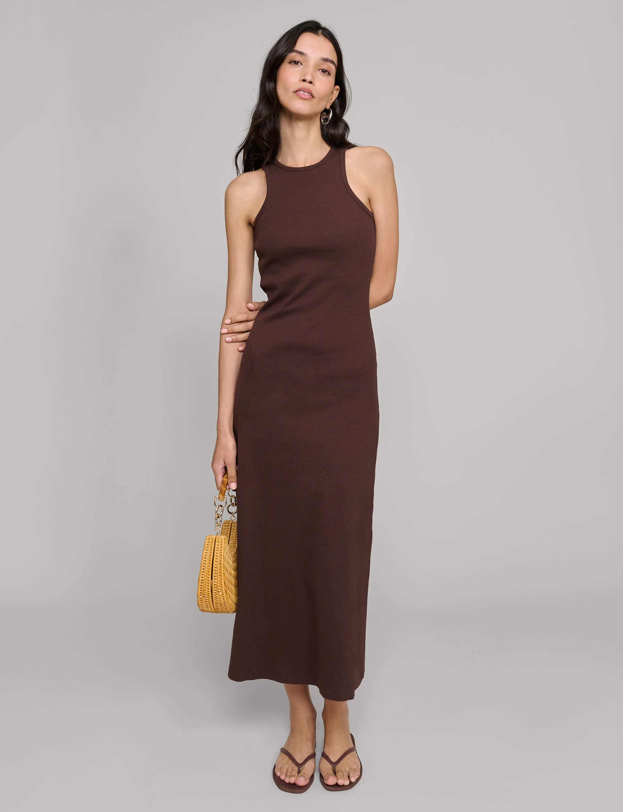 Delilah Cotton Ribbed Tank Dress S / BROWN Delilah Cotton Ribbed Tank Dress S / BROWN