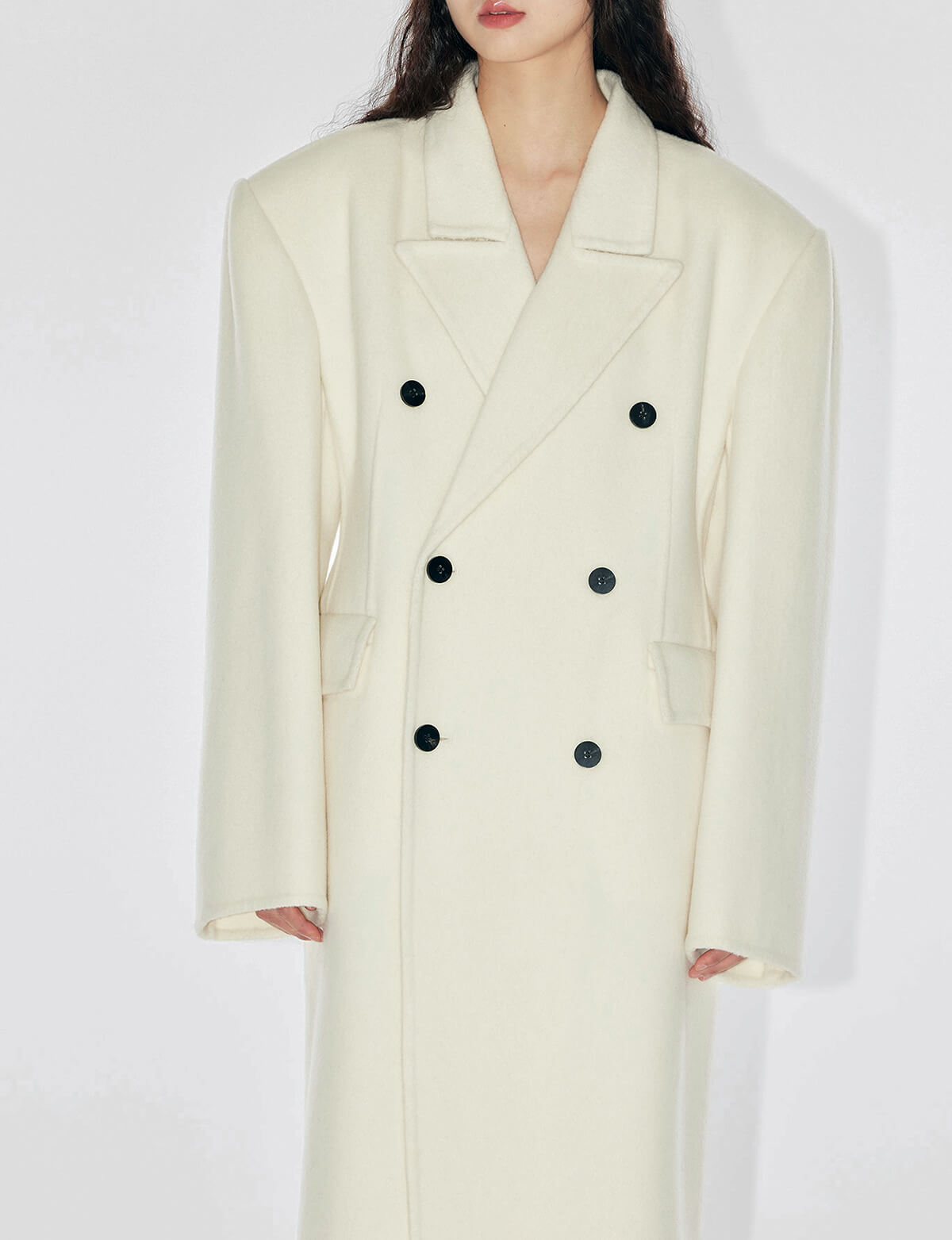 White Maxi Double Breasted Coat-BESTSELLER