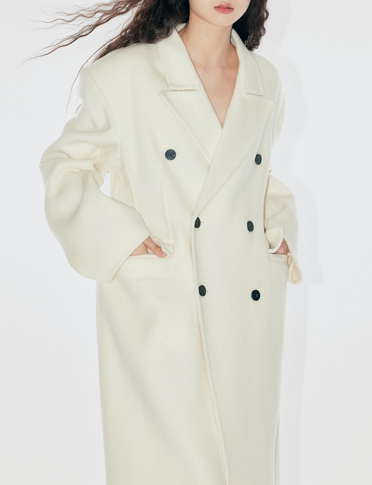 White Maxi Double Breasted Coat-BESTSELLER
